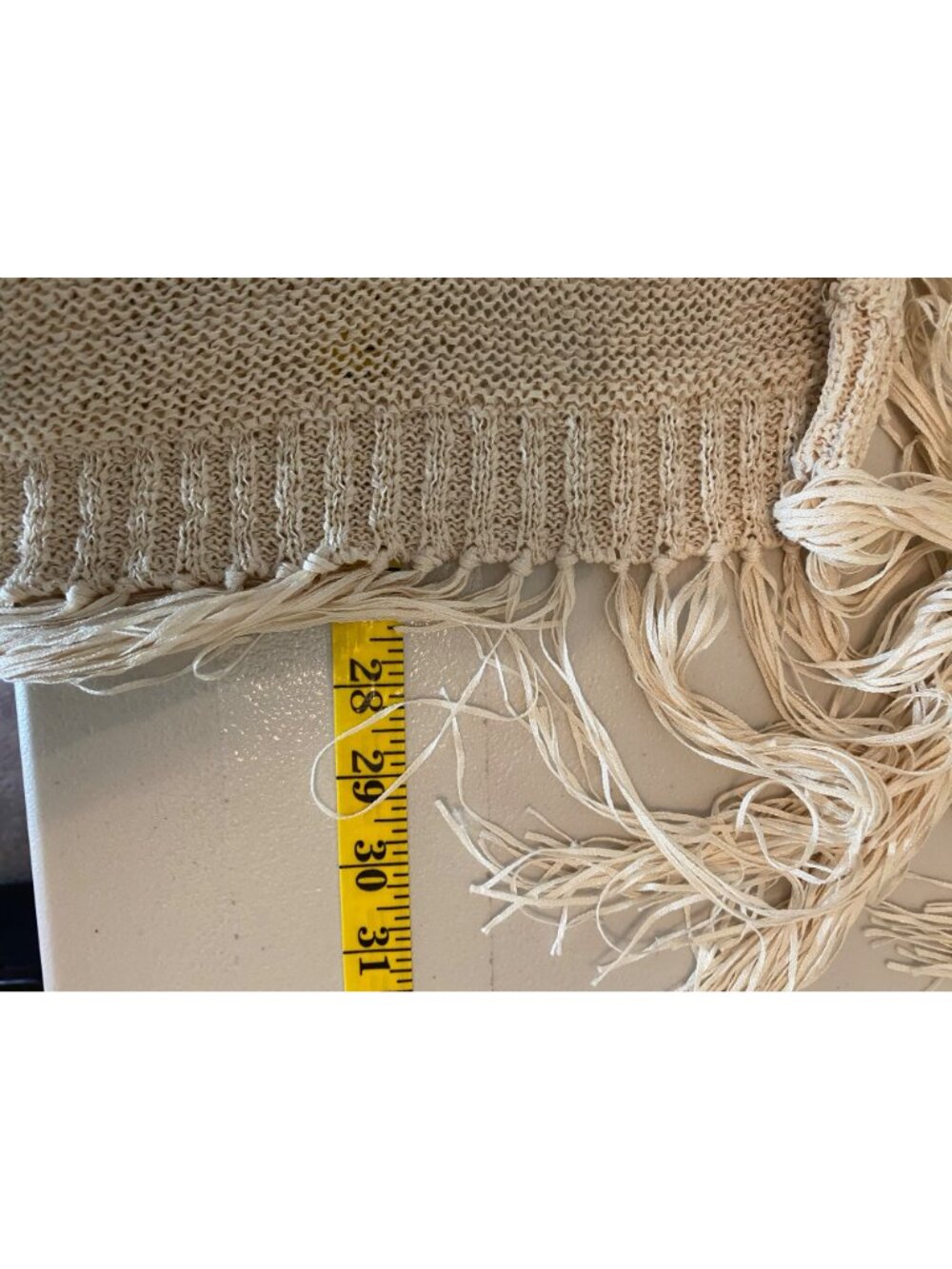 Lovestitch Open-Front Beige Cardigan Fringe Hem Medium Cotton Blend - Picture 7 of 11